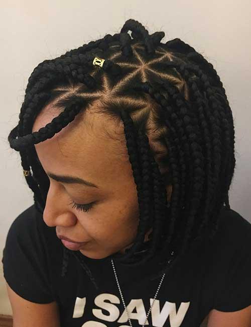 Patterned braided bob hairstyle