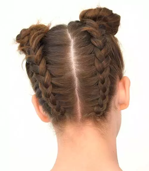 Reverse double Dutch knots hairstyle