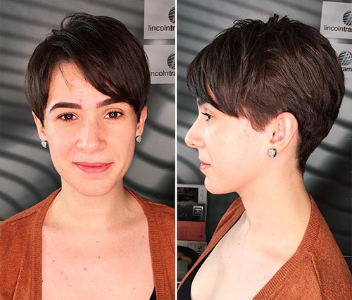Short pixie cut with bangs from the top
