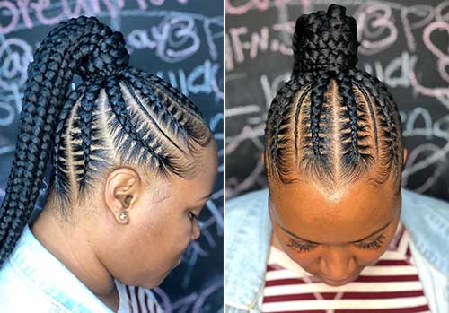 Big feed-in braids protective hairstyle