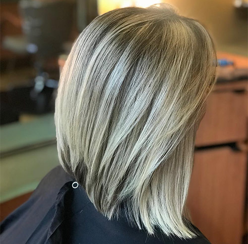 Inverted curved bob haircut for blondes