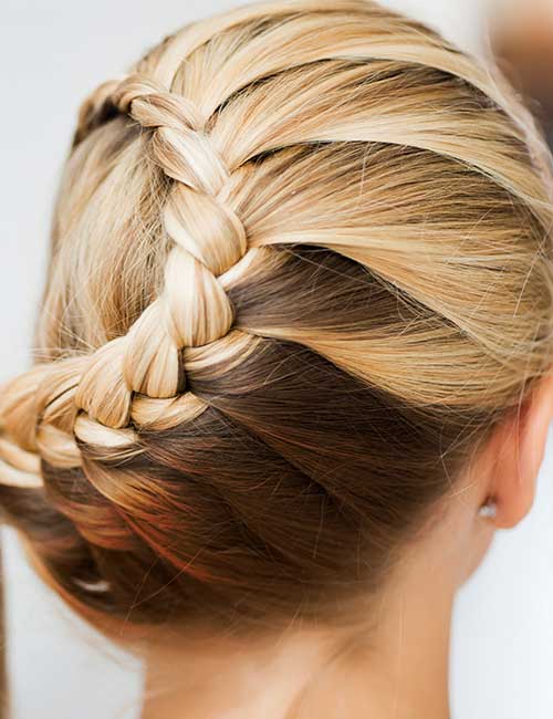 Color flaunt side braid hairstyle for dual toned hair