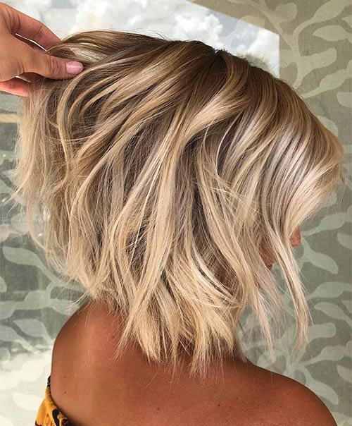 Dark to light blonde inverted bob haircut