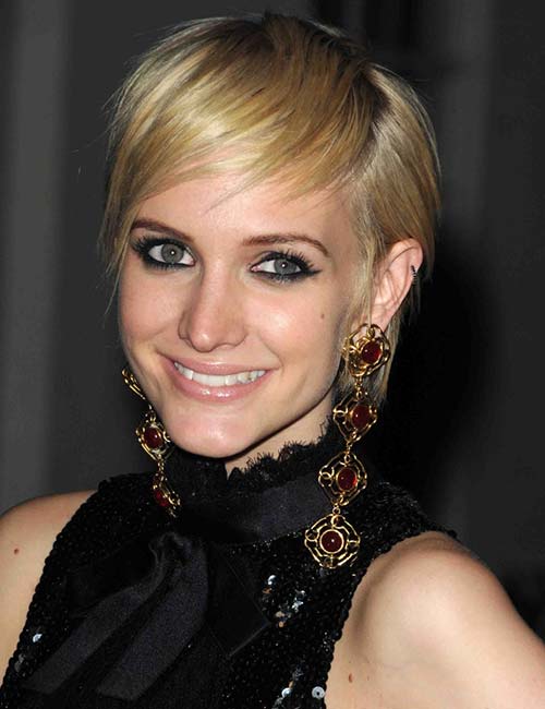 Short pixie cut with feathered bangs