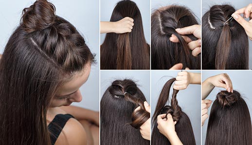 French half up-half down hairstyle