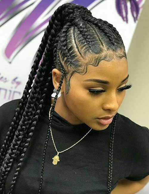 High ponytail box braids protective hairstyle