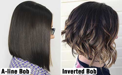 How to distinguish between an inverted bob and an A-line bob haircut
