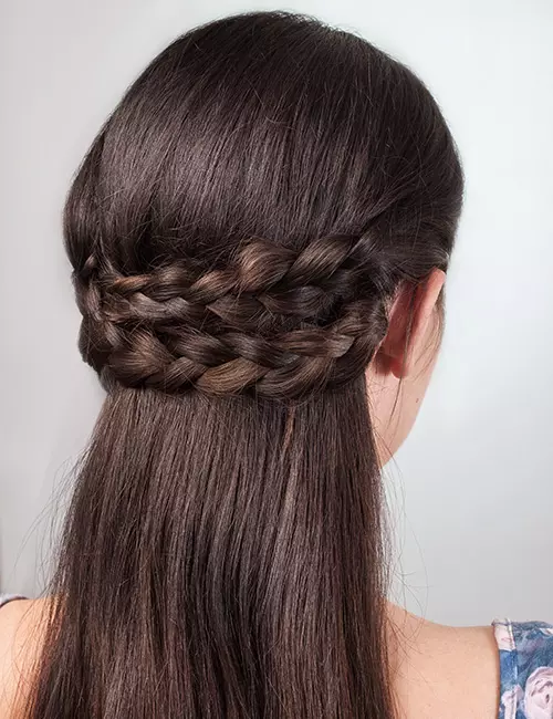 Semi crown half up-half down hairstyle