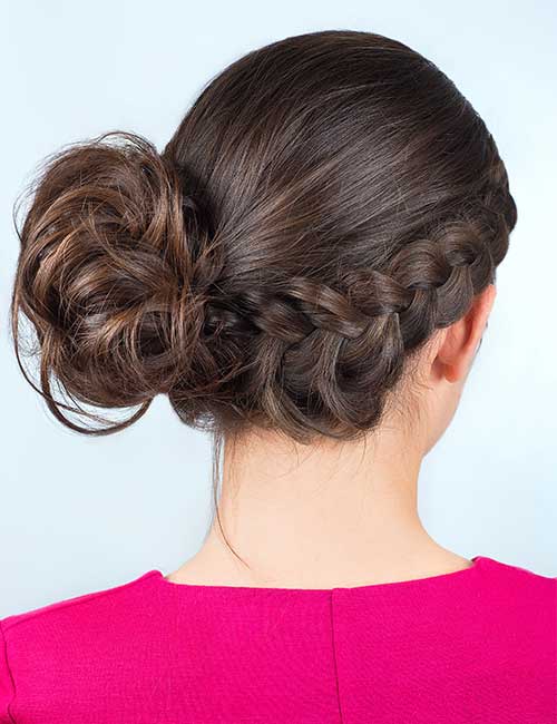 Side braided updo for a formal event