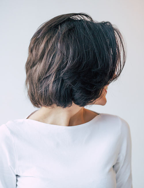 Inverted bob with super short layers