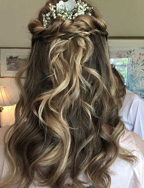 Twisted crown half up-half down hairstyle