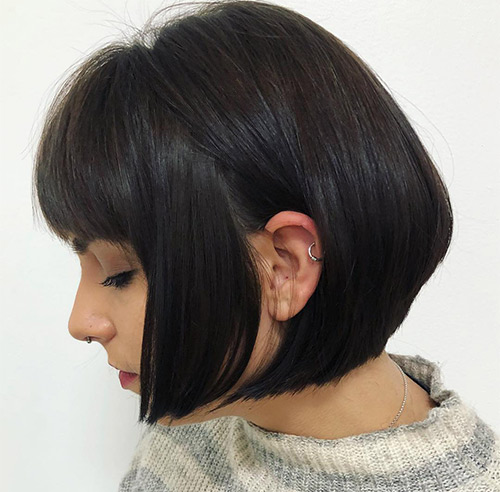 Inverted bob with thick bangs