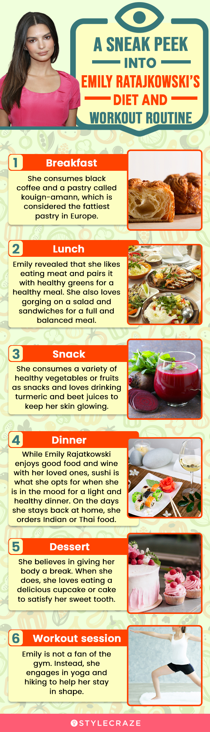 a sneak peek into emily ratajkowski’s diet and workout routine (infographic)