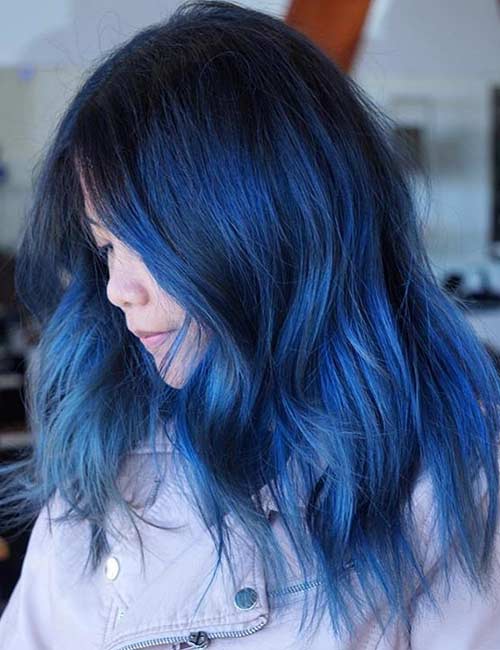 Electric blue hair color for east Asian ladies
