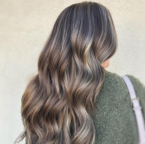 Frosted ash brown hair color