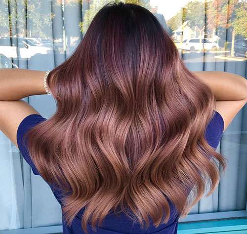 Intense-to-light rose brown hair color