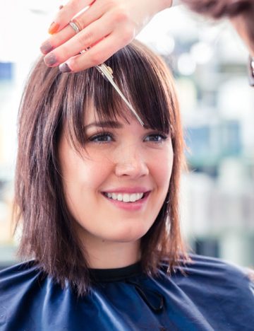 Layered blunt bangs hairstyle