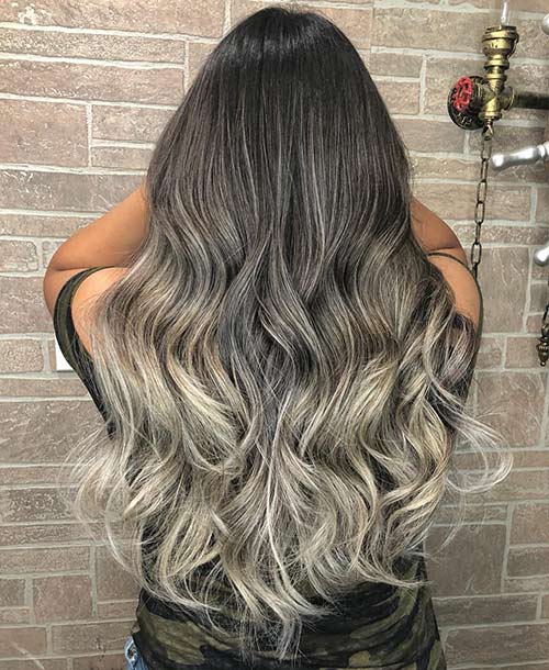 Light and dark blended ash brown hair color