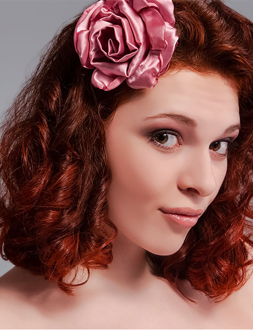 Woman with mahogany rose brown hair