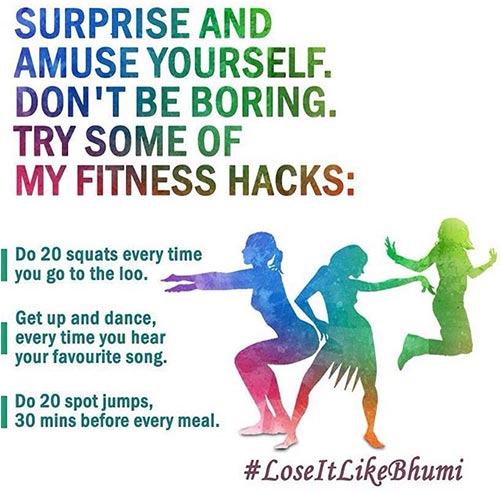 Bhumi Pednekar's Instagram post of fitness hacks