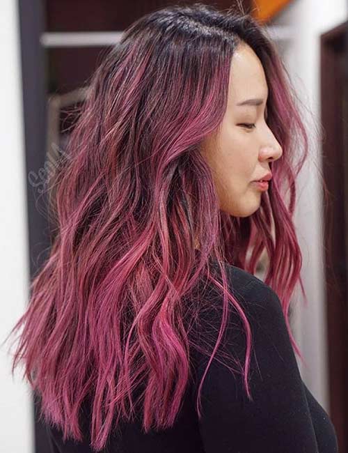 Wine red hair color for east Asian ladies