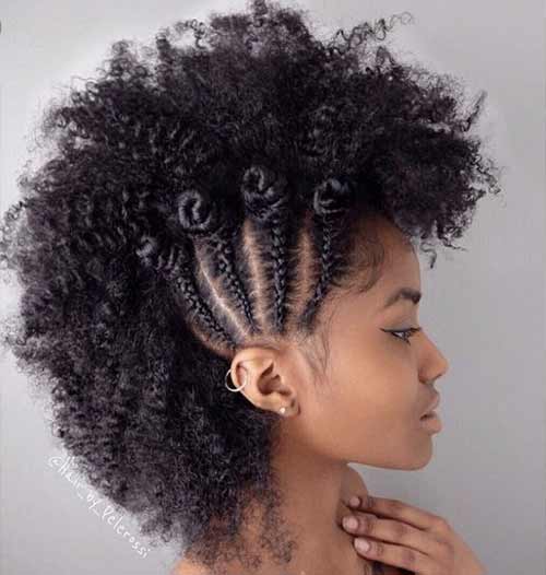Bantu knots braided mohawk hairstyle