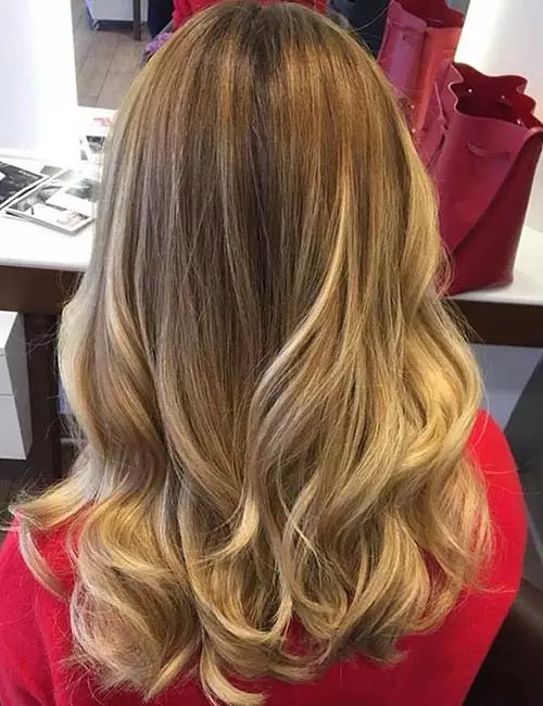 Blonde ombre medium length haircut