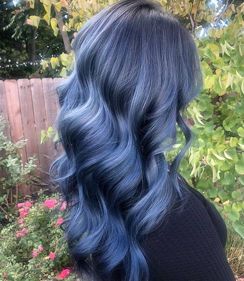 Hairstyle for bright blue-gray hair