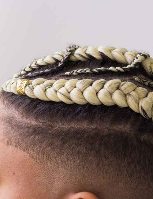 Colored braided mohawk hairstyle
