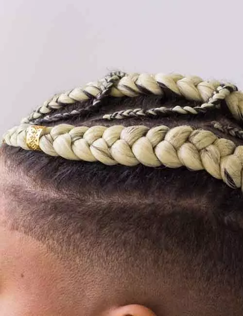 Colored braided mohawk hairstyle