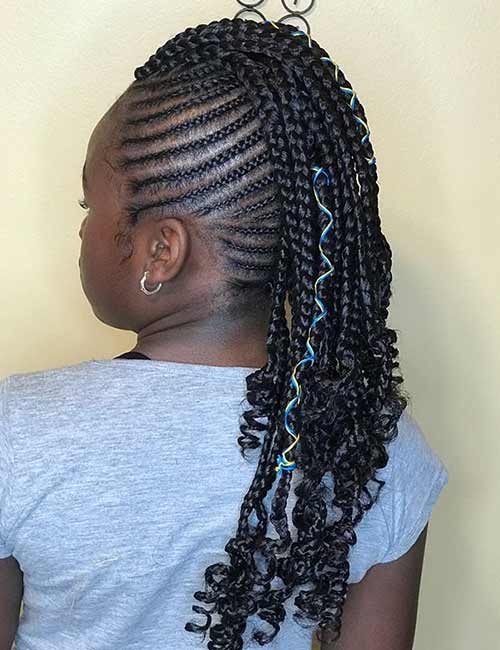 Curled ends braided mohawk hairstyle