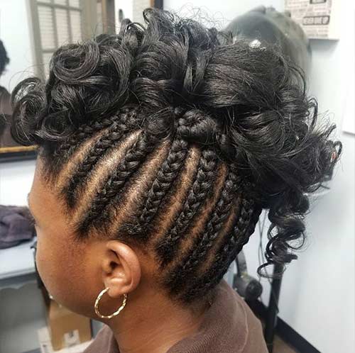 Curled braided mohawk hairstyle