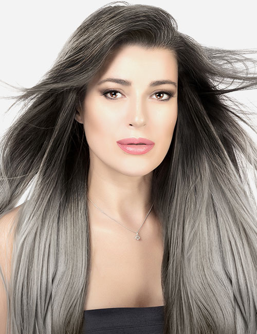 Dark to light gray ombre hairstyle