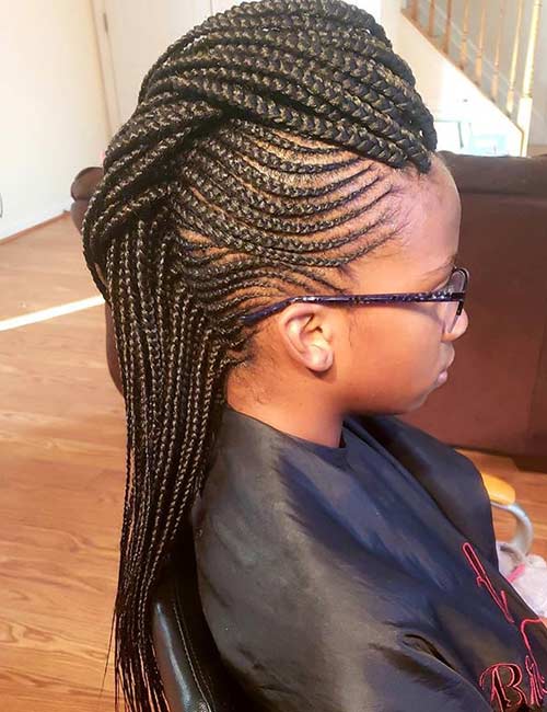 Front to back braided mohawk hairstyle