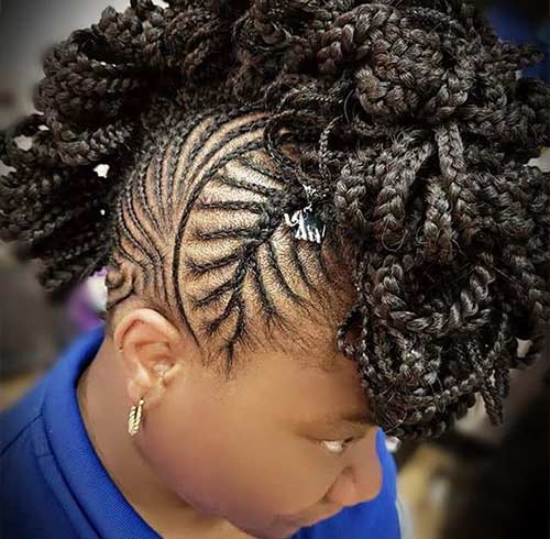 Intricately looped braided mohawk hairstyle