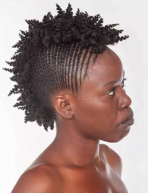 Kinky braided mohawk hairstyle