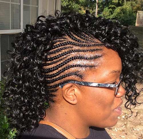 Long curls braided mohawk hairstyle
