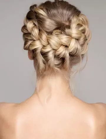 Multiple braided crown braid hairstyle