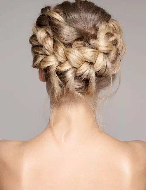 Multiple braided crown braid hairstyle