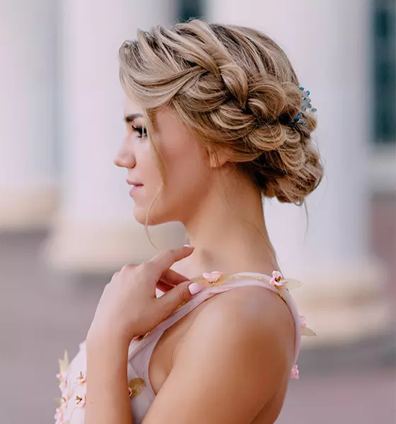 Pancaked crown braid hairstyle