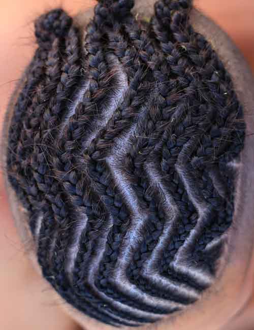 Patterned braided mohawk hairstyle