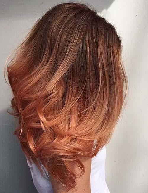 Peach ombre for medium length hair