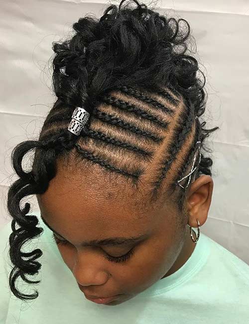 Sewn braided mohawk hairstyle