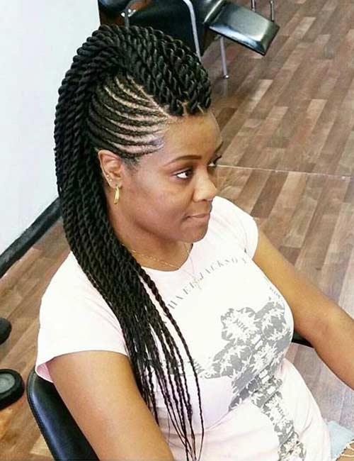Twisted mohawk braid hairstyle