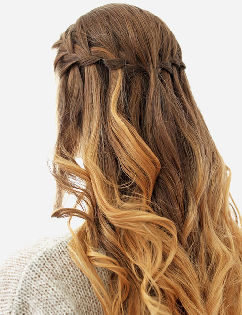 Waterfall crown braid hairstyle
