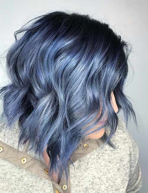 Frosted blue winter hair color