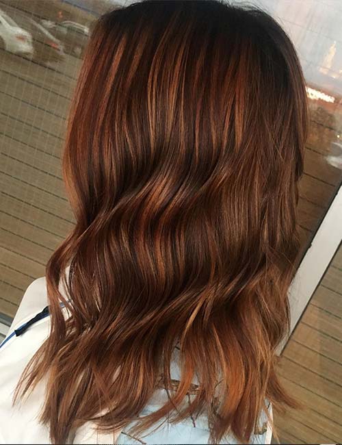 Winter hair color with red highlights
