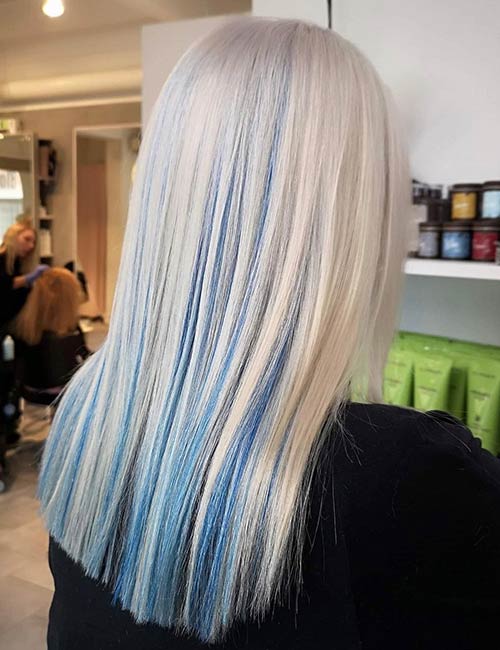 Winter hair color with frozen peekaboo highlights