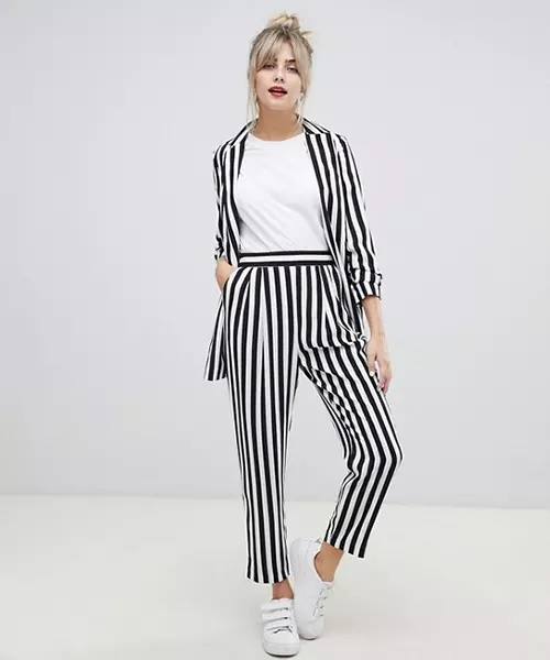 Black and white casual stripe suit