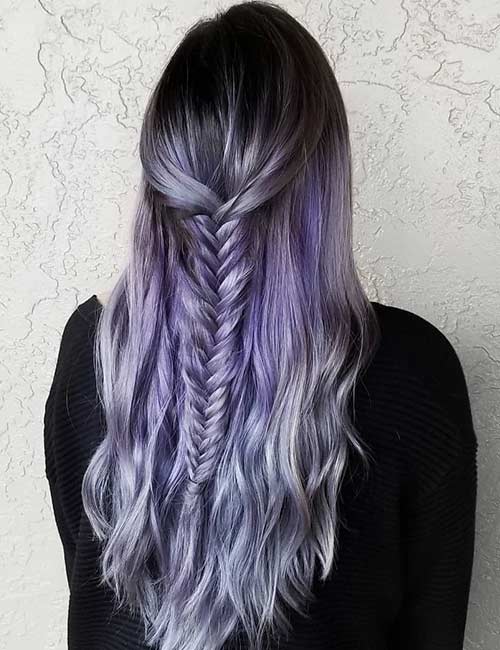 Smoky purple ombre winter hair color